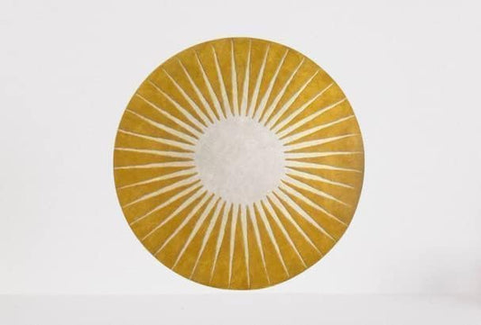 Mustard Yellow Sunburst Round Carpet