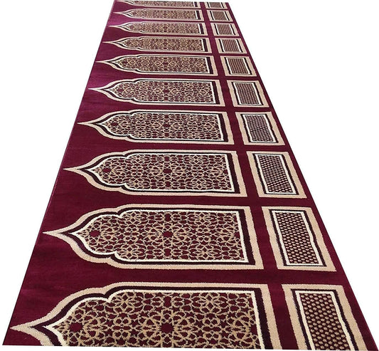 Deep Maroon Arch Pattern 1 Inch Thick Pile Carpet