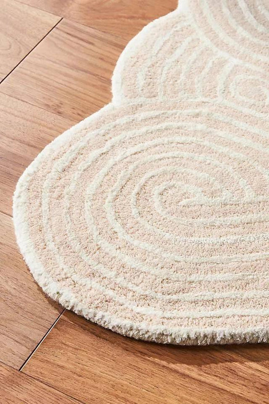 Beige & White Irregular Carpet & Rug