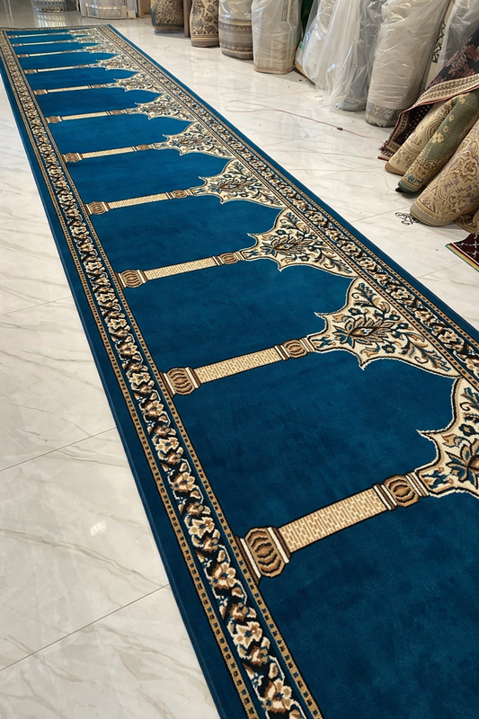 Blue Prayer Mat Janamaz Carpet for Home & Prayer Hall