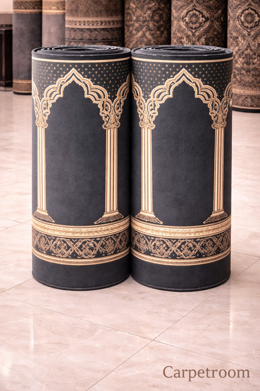 Deep Blue Arch Carpet 0.5 Inch Pile