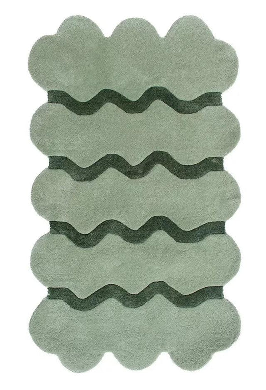 Crafted Green Irregular Carpet & Rug