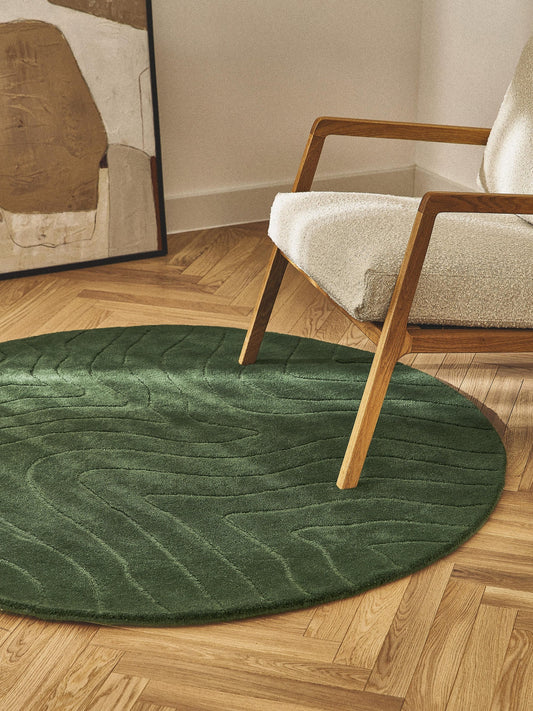 Forest Green Contemporary Round Carpet