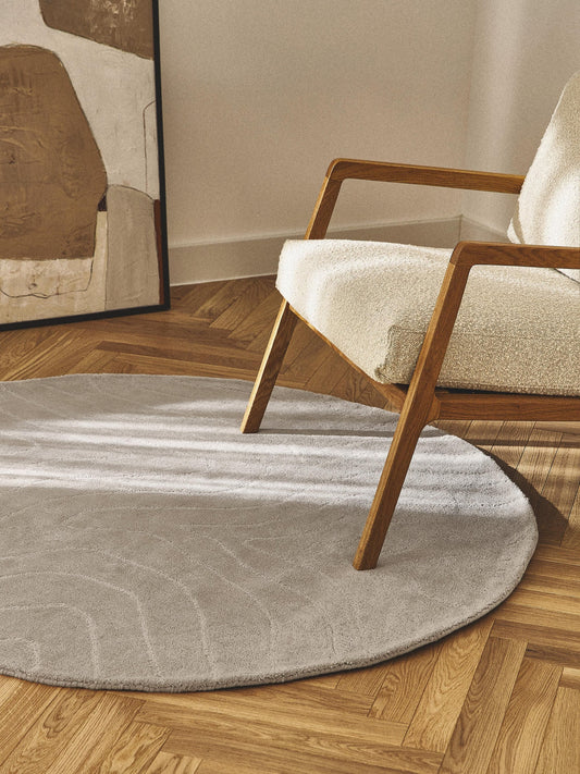 Light Grey Wave Round Carpet