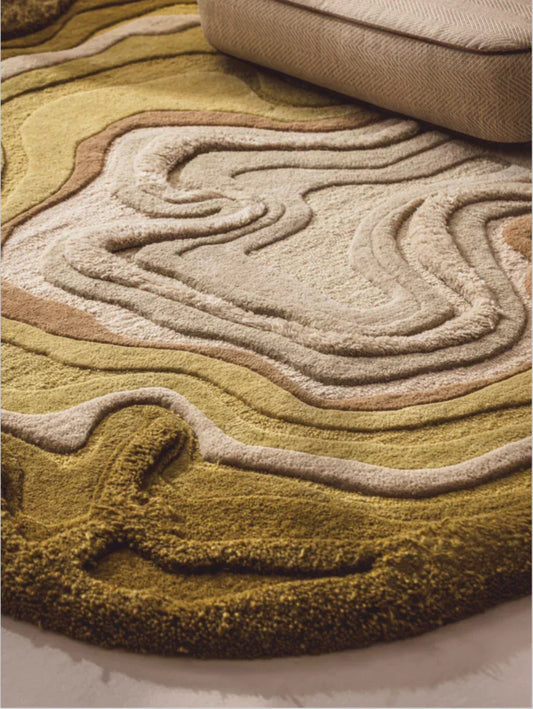 Earthy Green & Beige Carpet & Rug