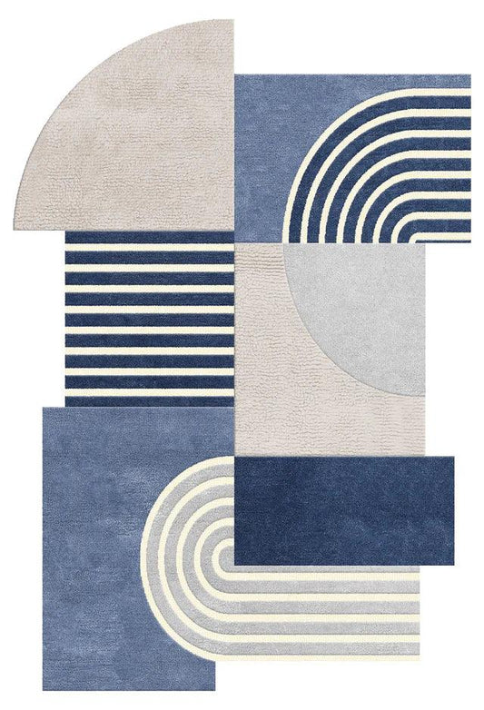 PremiumCraft Ivory Blue Irregular Rug
