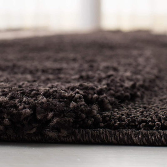 Round Off White & Brown Shaggy Carpet