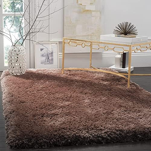 Chocolate colour carpet with plush shaggy texture styled in a modern living room