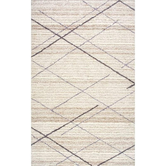 Cream & Grey Line Shaggy Carpet