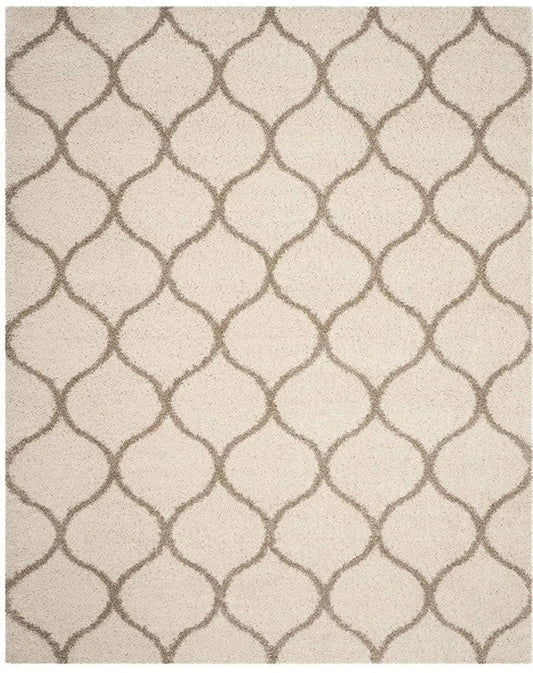 Cream Diamond Lattice Shaggy Carpet
