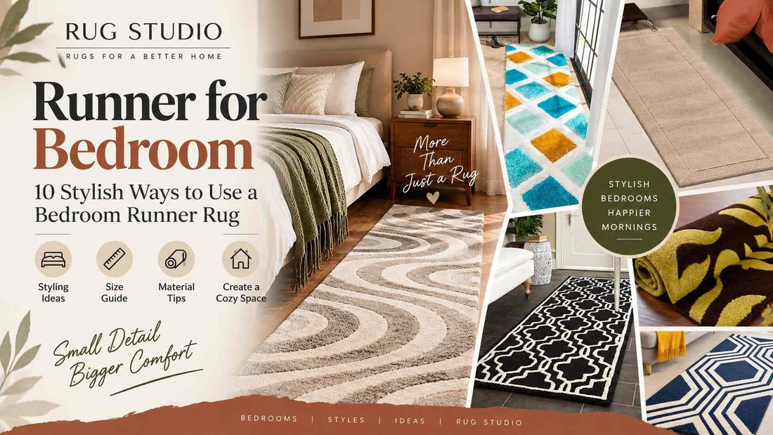 Runner for bedroom with stylish bedroom runner rugs beside the bed, featuring modern patterns, shaggy textures and hand-tufted runner carpets