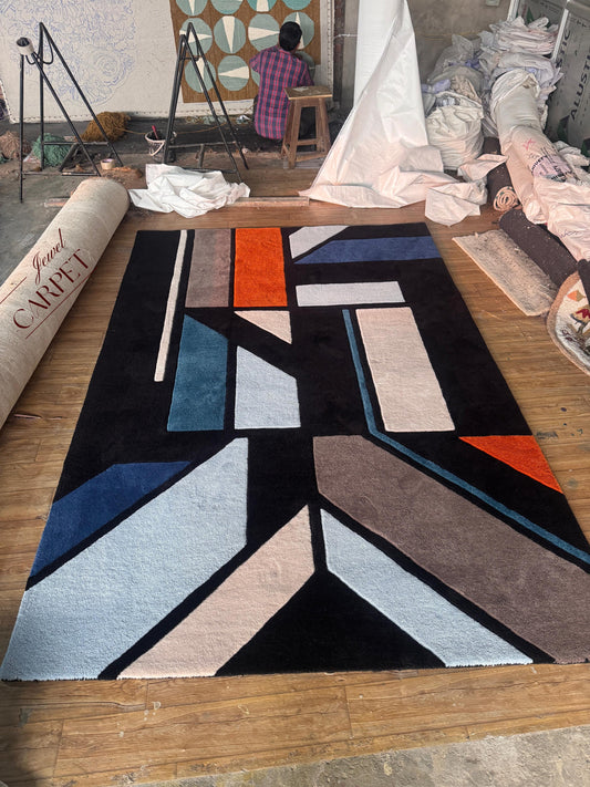 Dynamic Geometry Hand Tufted New Zealand Wool Rug