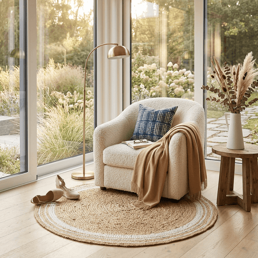 Azure Round Jute Carpet & Rugs