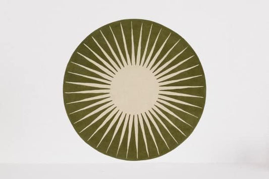 Green Sunray Pattern Round Carpet