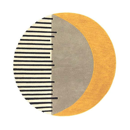 Contemporary Yellow & Grey Round Carpet