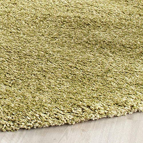 Pastel Green Handcrafted Round Solid Microfiber Plush Anti Skid Shaggy Carpet
