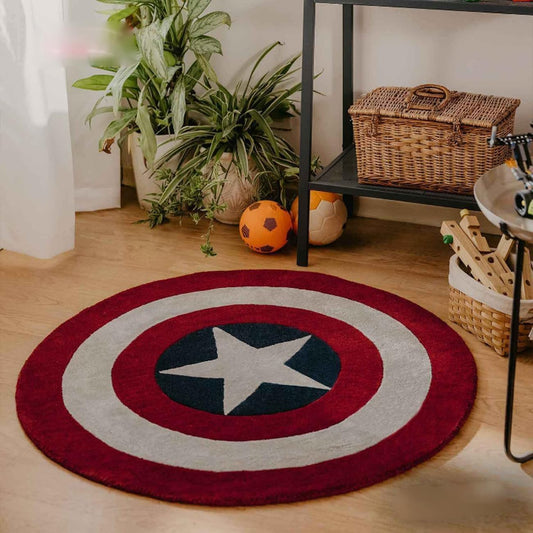 Captain Shield Round Kids Carpet