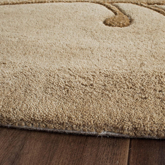 Beige Botanical Branch Round Carpet