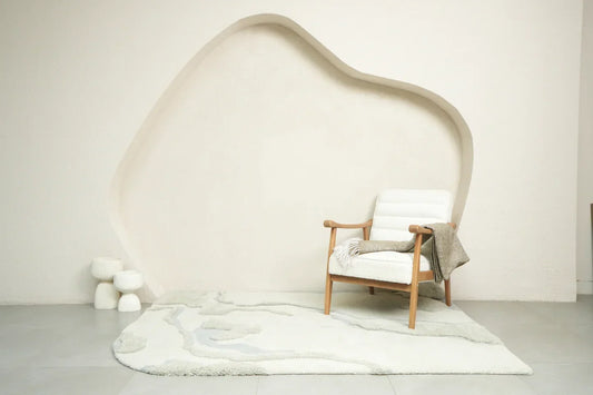 Abstract White Irregular Carpet & Rug