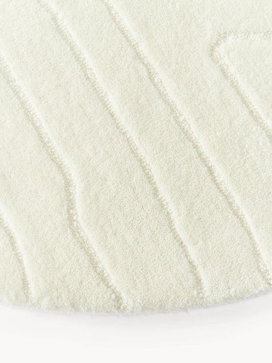 Ivory Modern Wave Design Round Carpet