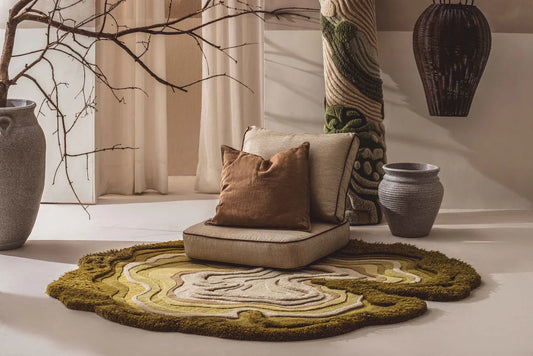 Earthy Green & Beige Carpet & Rug