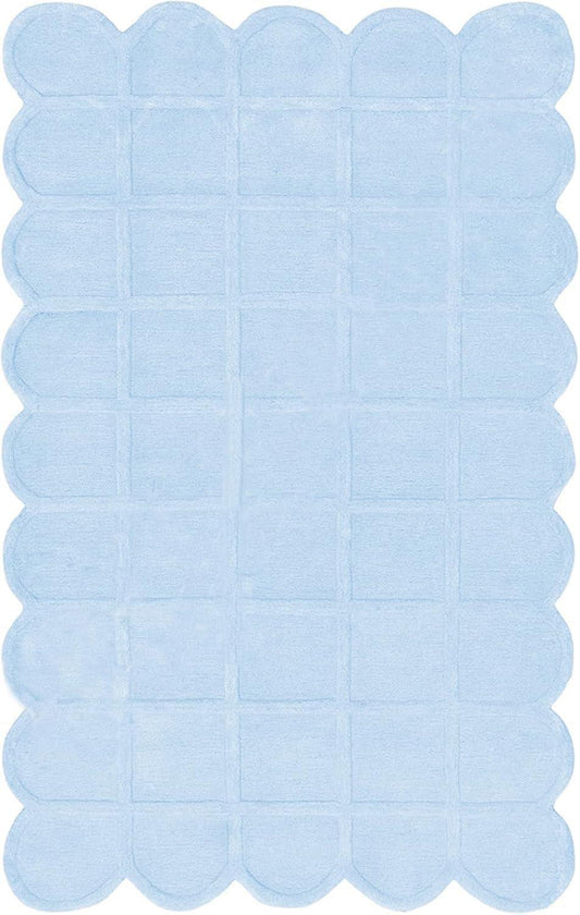 Lite Blue Plush Irregular Carpet & Rug