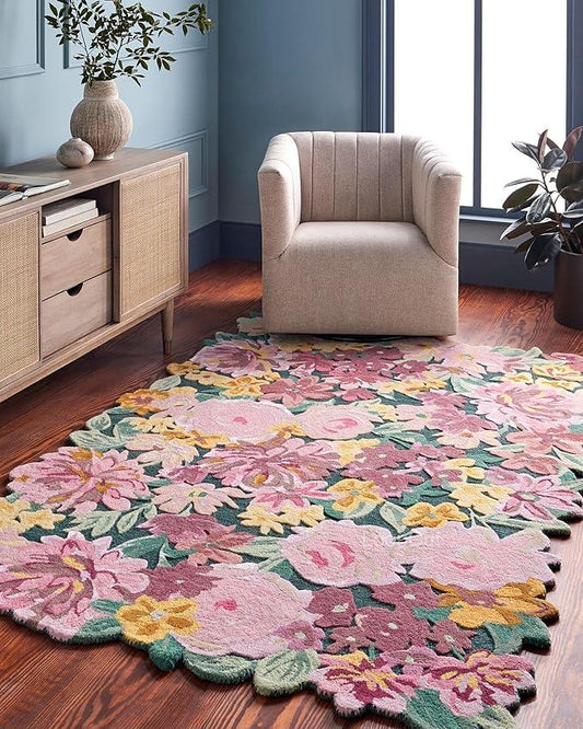 Luxury Multicolor Foliage Irregular Rug