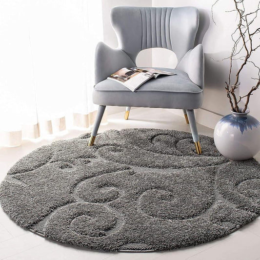 Round Floral Shaggy Carpet