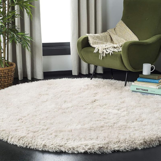 Round Cream Super Soft Shaggy Carpet