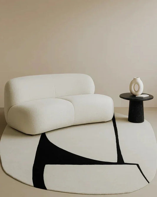 SignatureWool White & Black Irregular Rug