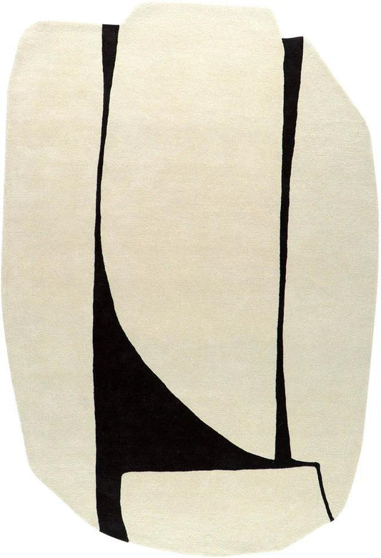 SignatureWool White & Black Irregular Rug