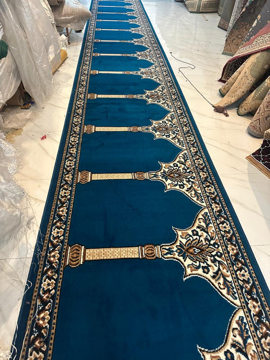 Blue Prayer Mat Janamaz Carpet for Home & Prayer Hall