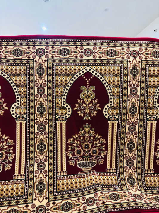 Red Floral Mihrab Janamaz Mosque Carpet