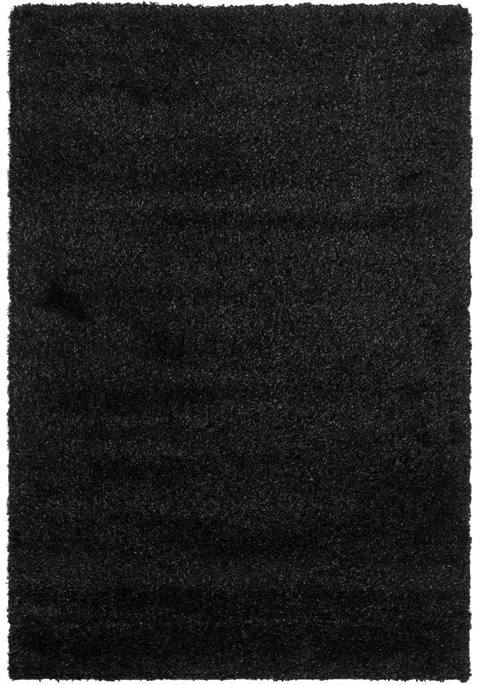 Black carpet in a solid plain rectangular shaggy design