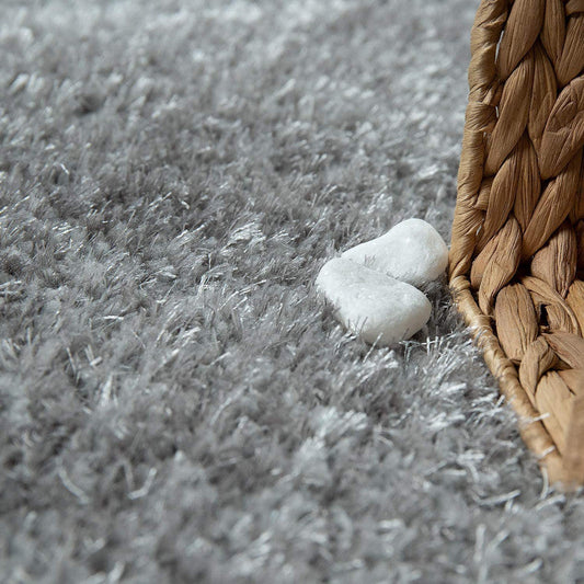 Silver Grey High-Low Sculpted Shaggy Carpet