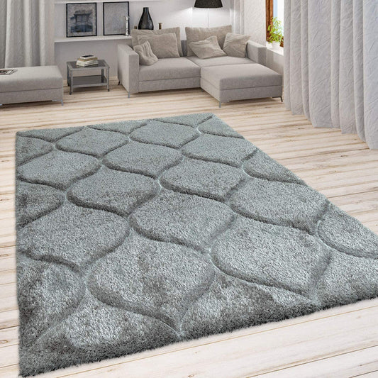 Silver Grey High-Low Sculpted Shaggy Carpet