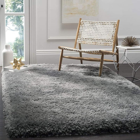 Silver Grey Plush Shaggy Carpet