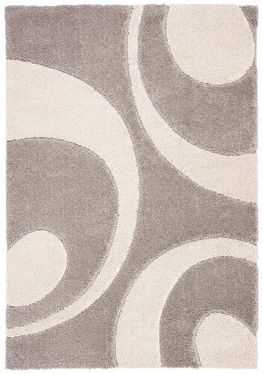 Beige & Cream Swirl High-Low Shaggy Carpet