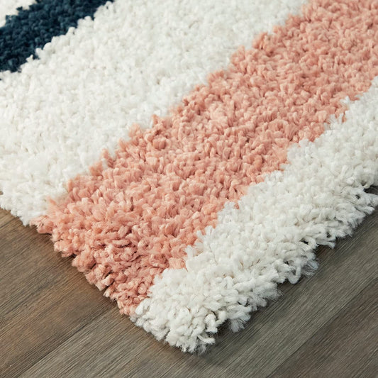 Ivory Multicolor Abstract Shaggy Carpet