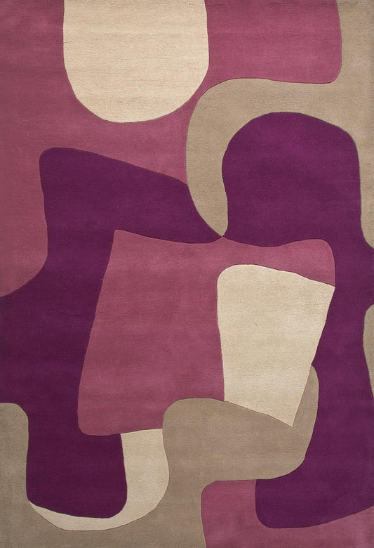 Jigsaw Lythrum Purple Tufted New Zealand Wool Rug